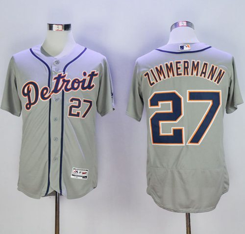 Tigers #27 Jordan Zimmermann Grey Flexbase Authentic Collection Stitched MLB Jersey - Click Image to Close